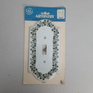Vintage 70s General Electric Wall Plate Spring Garden Crazy Daisy White Green